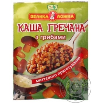 Buckwheat porridge Eco Velyka Lozhka with mushrooms quick-cooking 38g - buy, prices for MegaMarket - photo 1
