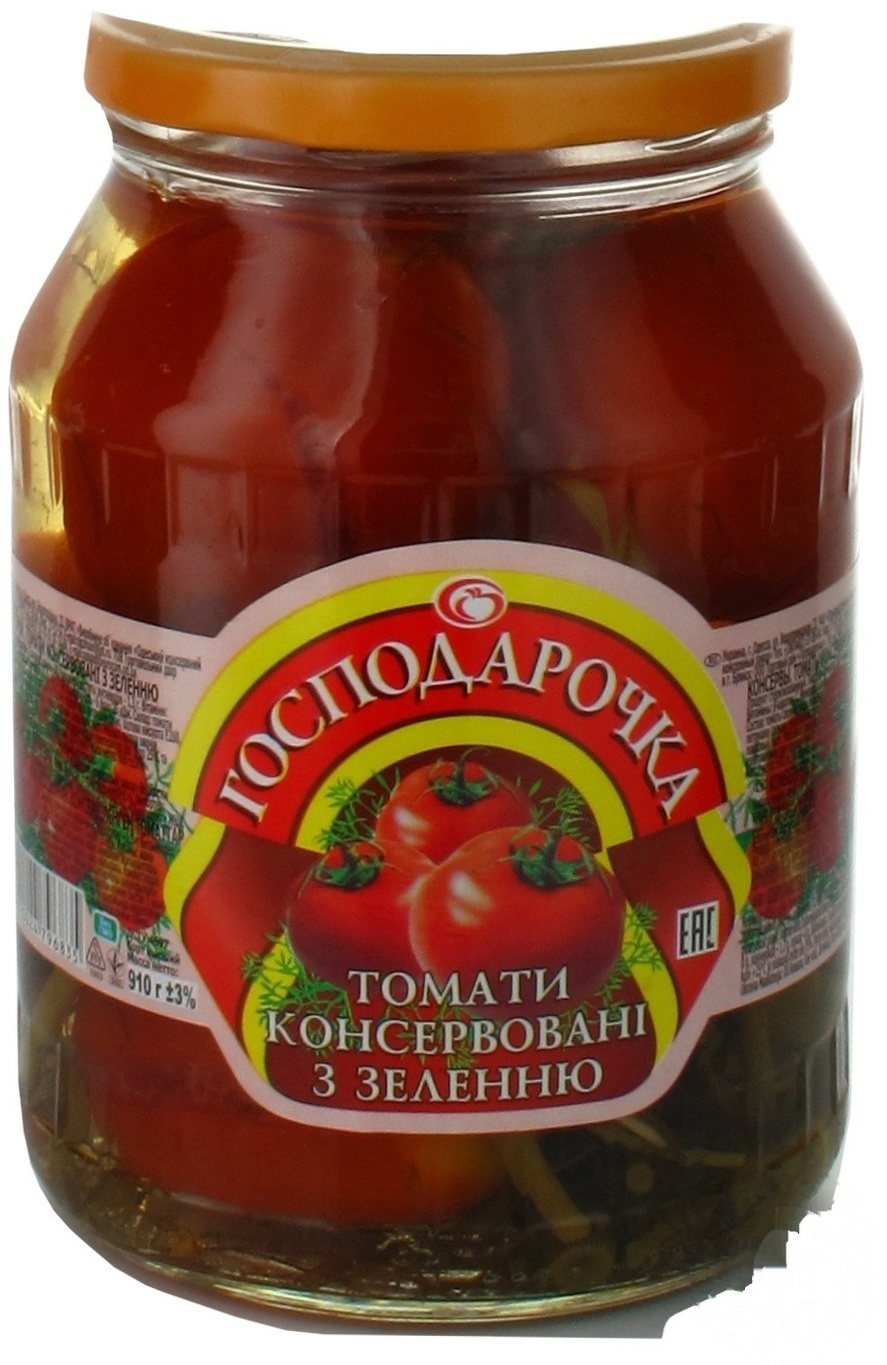 

Помидоры консервированные Господарочка с зеленью 930г