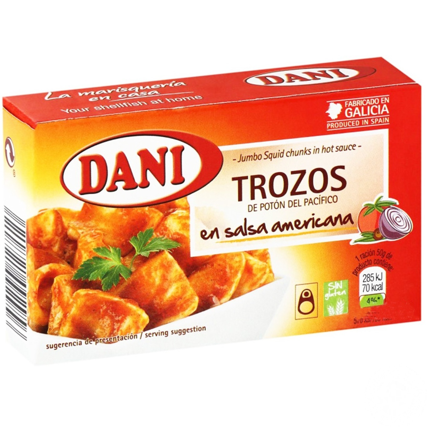 

Кусочки кальмара гигантского Dani в остром соусе 106г