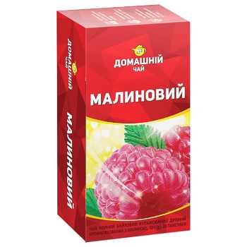 Чай Малиновий Домашній чай чорний 1.5г х 20шт - купити, ціни на Auchan - фото 1