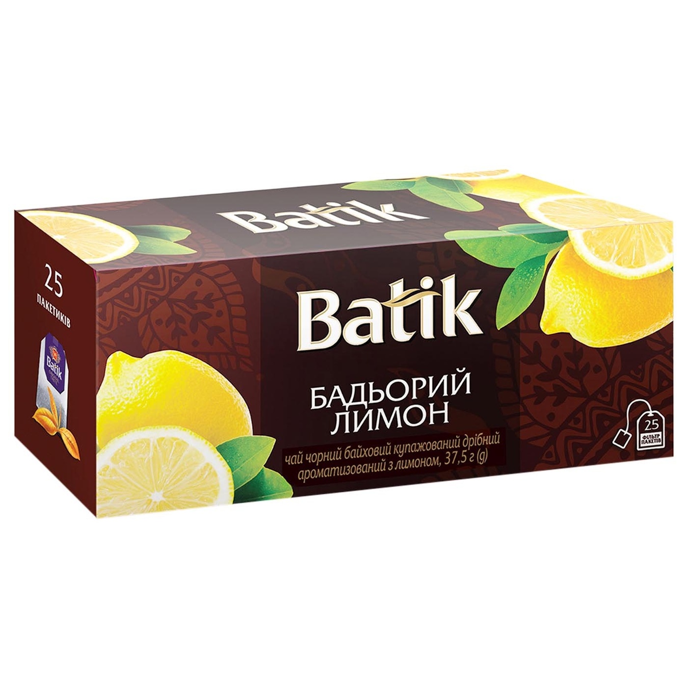 

Чай черный Batik Бодрый лимон 25шт 37,5г