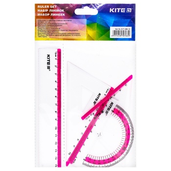 Kite Set for school ruler 15cm, 2 beams, protractor pink - buy, prices for MegaMarket - photo 3