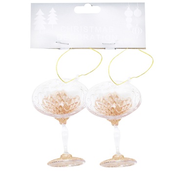 Glass of Champagne Set of Christmas Tree Decorations 9cm 2pcs in assortment - buy, prices for COSMOS - photo 3