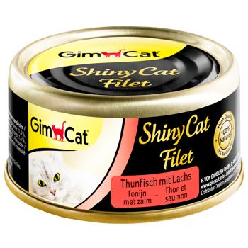 Корм вологий GimCat ShinyCat з тунцем та лососем для котів 70г
