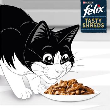 Корм вологий Felix Tasty Shreds з яловичиною та куркою для дорослих котів 4х80г - купити, ціни на MasterZoo - фото 3