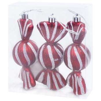 Candies Christmas Tree Decorations Set 10cm 3pcs Red - buy, prices for - photo 3