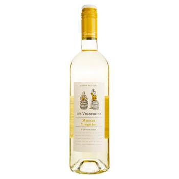 Вино Les Vignerons Muscat Viognier біле напівсухе 12,5% 0,75л - купити, ціни на МегаМаркет - фото 1