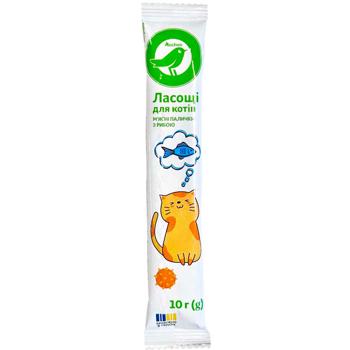 Ласощі для котів Auchan м'ясні палички з рибою 10г - купить, цены на Auchan - фото 1