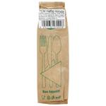 Набір посуду ТСМ виделка ложка і ніж дерев'яні та серветка по 1шт