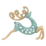 Новорічна прикраса Олень бірюзово-золотий 19x16x4,5см