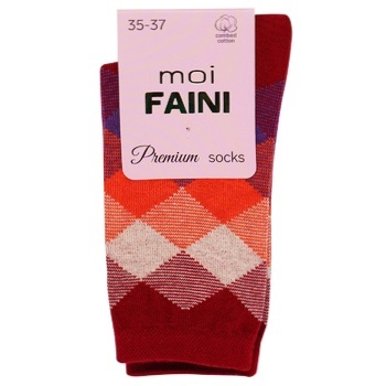 Moi Faini Rhombus Women's Dark Red Socks Size 35-37 - buy, prices for - photo 2