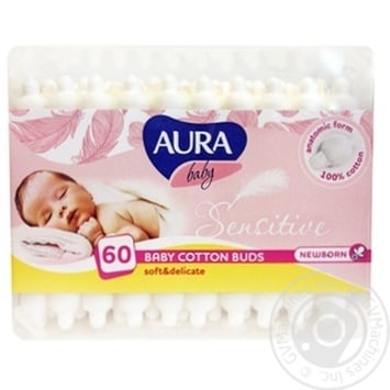 Aura Baby Cotton Swabs for Children 60pcs - buy, prices for Auchan - photo 1