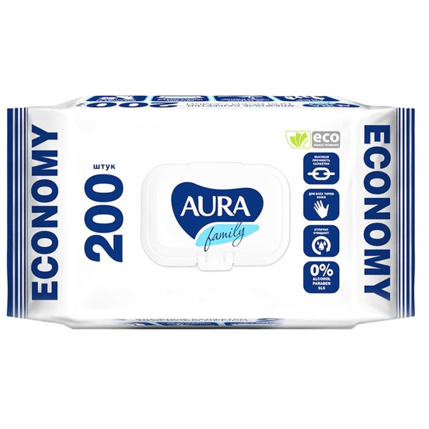 

Серветки вологі Aura 200шт