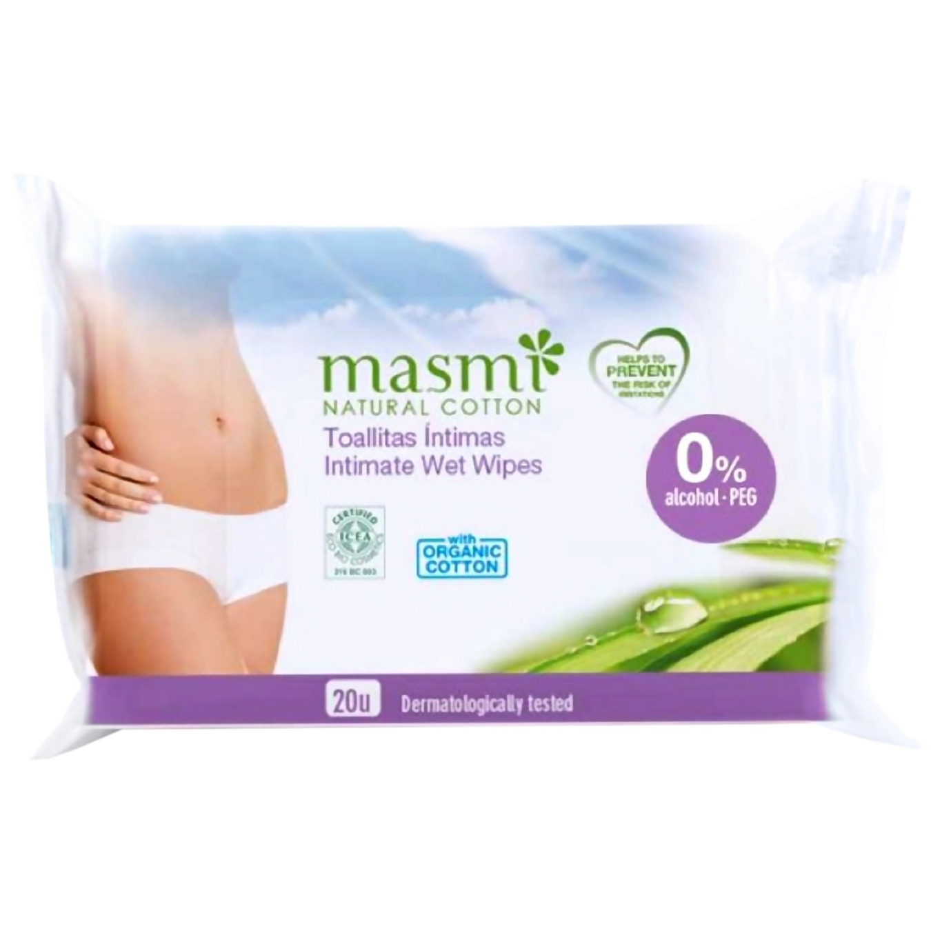 

Влажные салфетки для интимной гигиены Masmi Organic 20шт