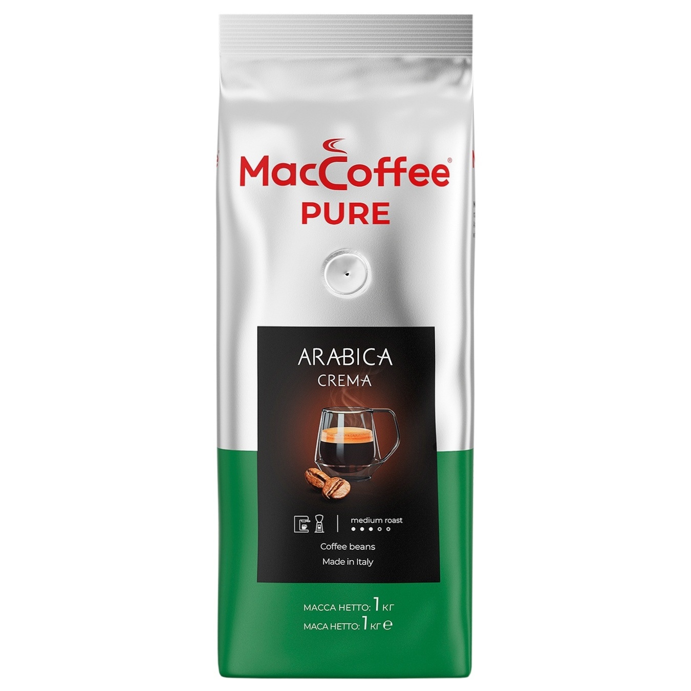 

Кофе MacCoffee Pure Arabica Crema в зернах 1кг