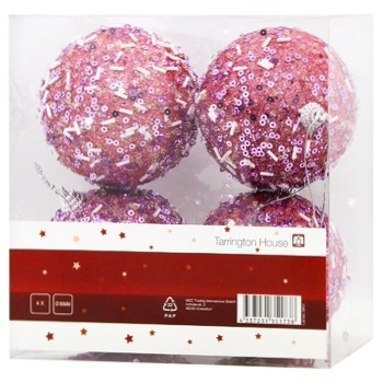 Tarrington House Set of Berry Color Christmas Tree Balls 80mm 4pcs - buy, prices for METRO - photo 1