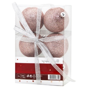 Tarrington House Set of Pink Christmas Tree Balls 60mm 6pcs - buy, prices for - photo 1