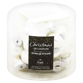 Set of White Christmas Tree Balls 12pcs