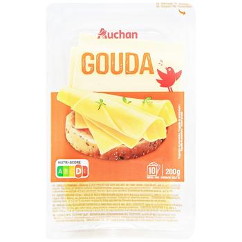 Сыр Auchan Гауда пластины 29,9% 200г