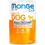 Корм вологий Monge Grill з куркою та індичкою для цуценят 100г
