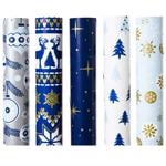 Decoris White Blue Wrapping Paper 200x70cm in assortment