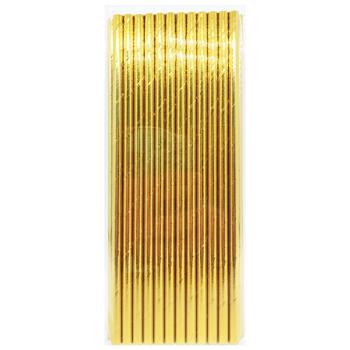 Gold Paper Straws for Drinks 25pcs
