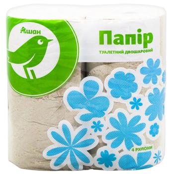 Туалетная бумага Auchan 2-слойная серая 4шт - купить, цены на Auchan - фото 1