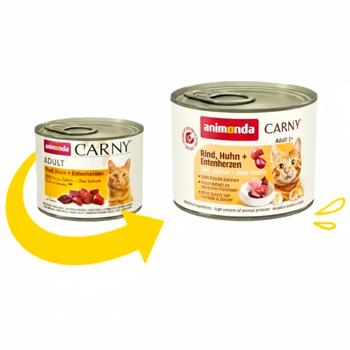 Корм вологий Animonda Carny з яловичиною, куркою та качиним серцем для котів 200г - купити, ціни на MasterZoo - фото 2