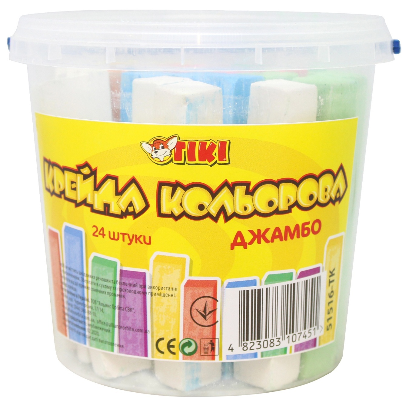 

Мел Tiki Jumbo квадратный 24шт 5 цветов