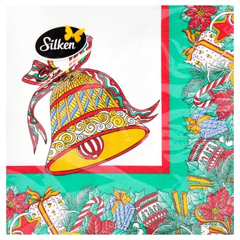 Салфетки столовые Silken НР Подарок рождественский 33х33см 18шт - купить, цены на - фото 2