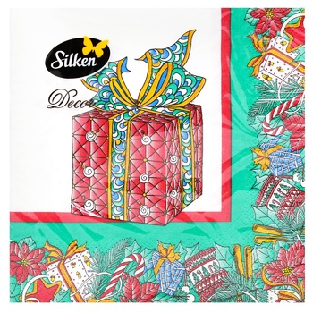 Silken HP Table Napkins Christmas Present 33x33cm 18pcs