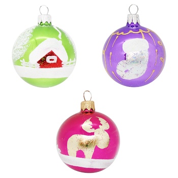 New Year's Decoration Ball Multi 6cm - buy, prices for MegaMarket - photo 1