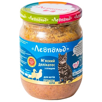 Корм Леопольд Мясной деликатес с птицей для кошек 500г