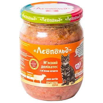 Корм Леопольд Мясной деликатес влажный с мясом ягненка для кошек 500г - купить, цены на - фото 3