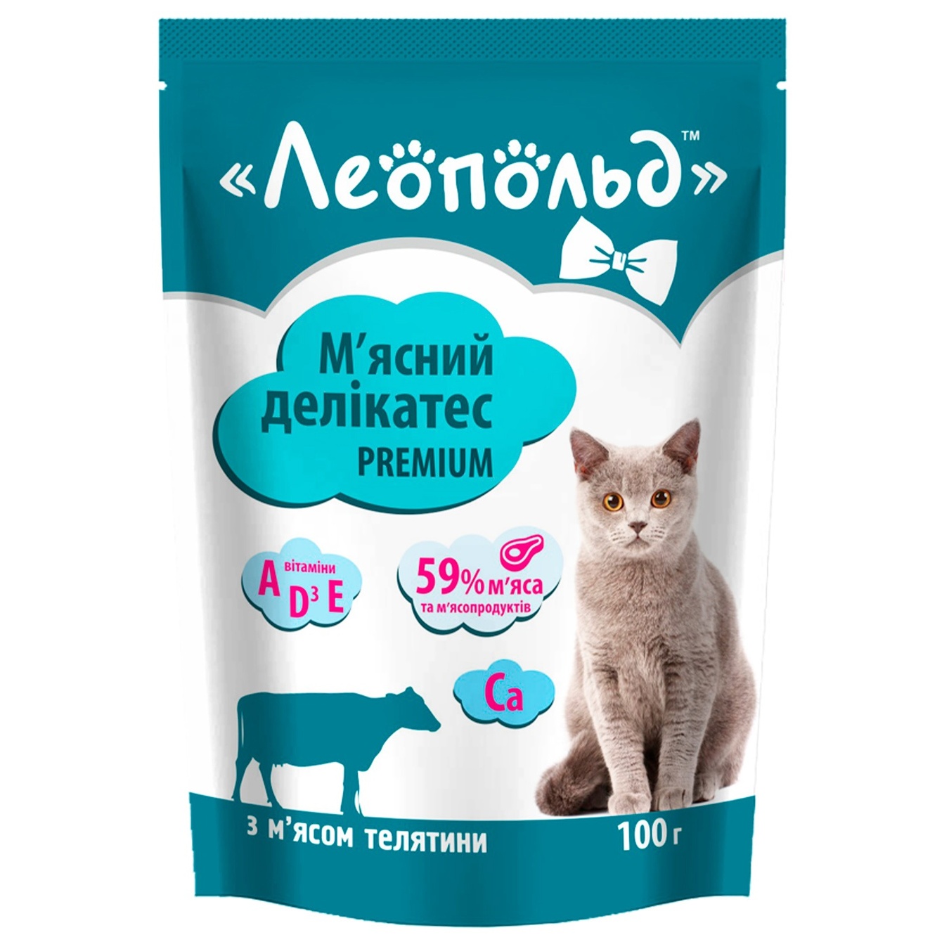

Корм Леопольд Мясной деликатес влажный для кошек с телятиной 100г