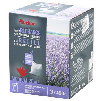 Наповнювач для вологопоглинача Auchan Лаванда 450г х 3шт - купити, ціни на Auchan - фото 1