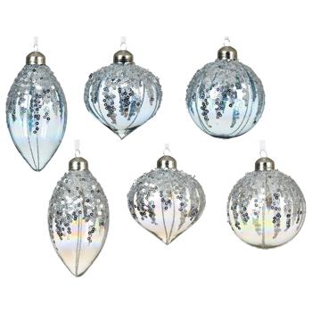 Decoris Christmas Tree Decoration with Glitter 8cm in assortment