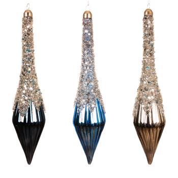 Підвіска Decoris Бурулька з блискітками 5х23см в асортименті