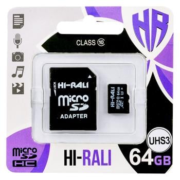 Карта памяти Hi-Rali Class Adapter Micro SD XC 64гб