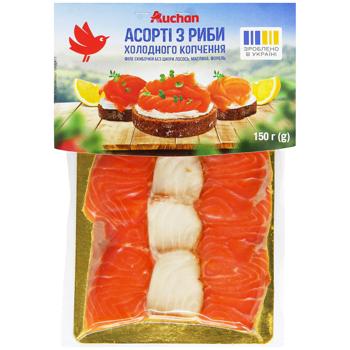 Рибне асорті Auchan холодного копчення нарізка 150г