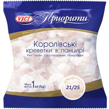 Креветки Vici Королевские в панцире без головы cыро-мороженые 21/25 1кг - купить, цены на МегаМаркет - фото 1