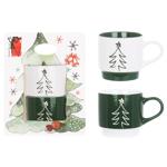 Bona Di Christmas Tree Porcelain Mug 2pcs 400ml Green with White