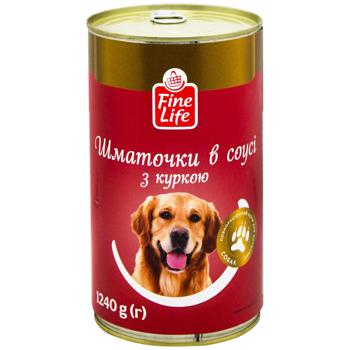 Корм влажный Fine Life Кусочки в соусе с курицей для взрослых собак 1240г