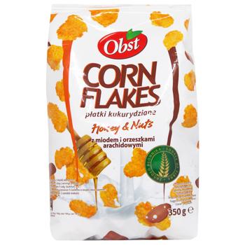 Кукурудзяні пластівці OBST з мед. та арах. 350 г (Польща) - купить, цены на КОСМОС - фото 1