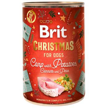 Корм вологий Brit Mono Protein Christmas з коропом та картоплею для собак з чутливим травленням, харчовою непереносимістю або алергією 400г - купити, ціни на MasterZoo - фото 1