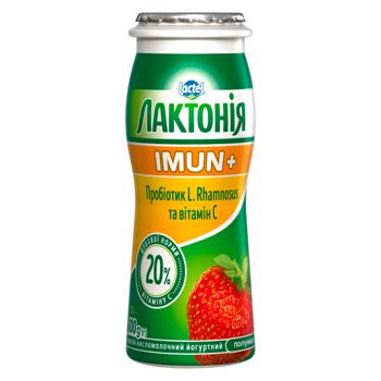 Продукт кисломолочний Лактонія полуниця з пробіотиком L.Rhamnosus та вітаміном С Імун+ 1,5% 100г - купити, ціни на МегаМаркет - фото 1