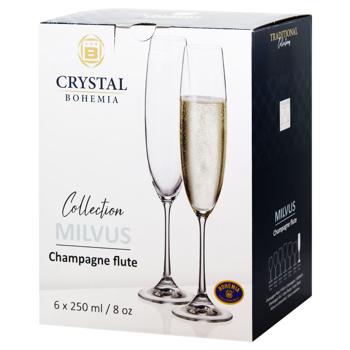 Bohemia Milvus Champagne Glass 6pcs 250ml - buy, prices for ULTRAMARKET - photo 1