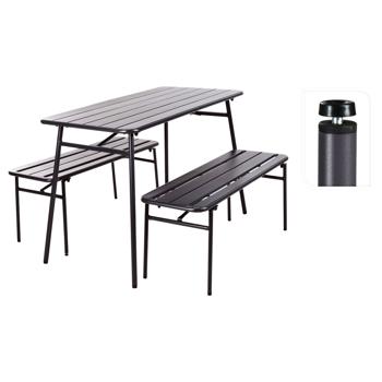 ProGarden 3 Piece Steel Grey Garden Table and Bench Set - buy, prices for - photo 1