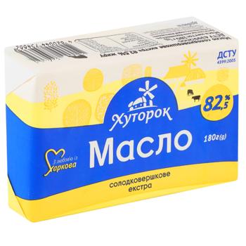 Масло Хуторок Екстра солодковершкове 82,5% 180г - купити, ціни на Чудо Маркет - фото 2