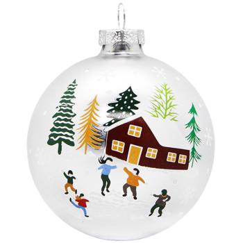 Шар елочный Koopman Домики серебро 8см в ассортименте - купить, цены на - фото 2